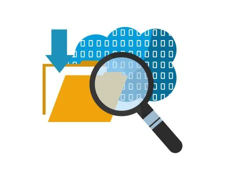 Cloud computing with magnifying glass and folder イラスト素材