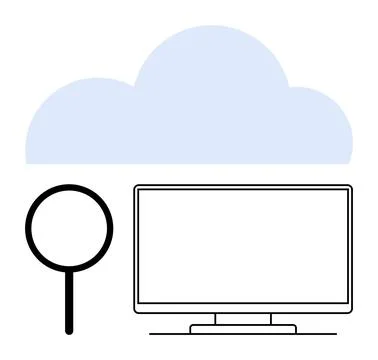 Cloud Computing with Magnifying Glass and Monitor Data Search, Storage, and.. 스톡 일러스트
