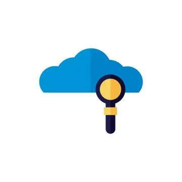 Cloud computing with magnifying glass flat style 스톡 일러스트
