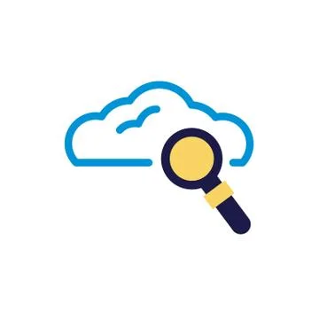 Cloud computing with magnifying glass lineal color style イラスト素材