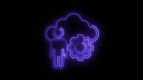 Cloud computing managed services neon style animation on black background Stock Footage 322964266