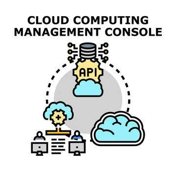Cloud computing management console with api access Stock Illustration
