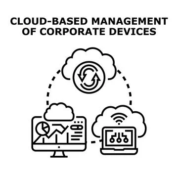 Cloud computing managing corporate devices remote access Stock Illustration
