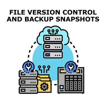 Cloud computing managing data version control and backup Stock Illustration