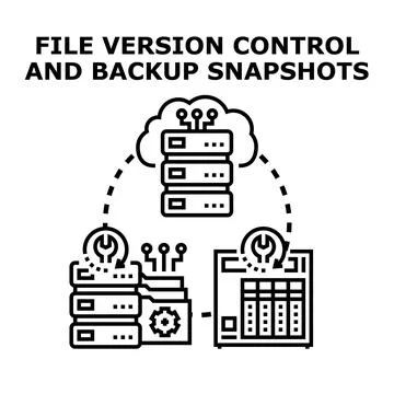 Cloud computing managing data version control and backup Stock Illustration