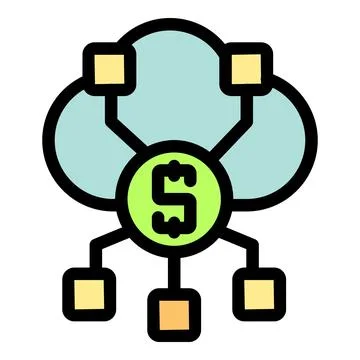 Cloud computing managing money online transaction system Illustrazione stock