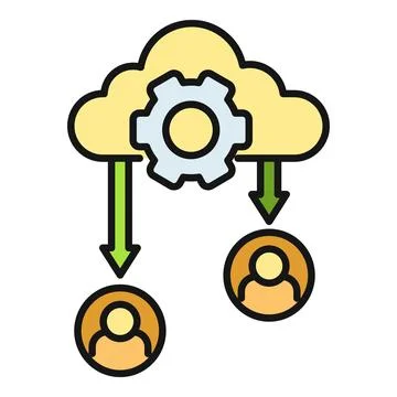 Cloud computing managing user data workflow distribution Stock Illustration