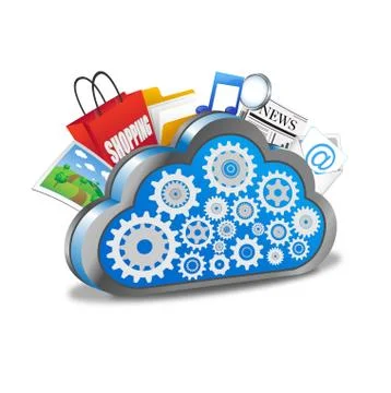 Cloud computing with many applications Stock Illustration