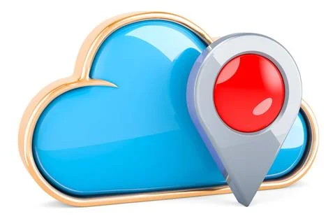 Cloud computing with map pointer. 3D rendering Cloud computing with map po... Stock Photos