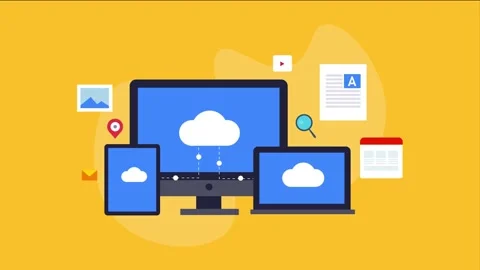 Cloud computing, marketing software technology concept, 2d animation Stock Footage 161697022