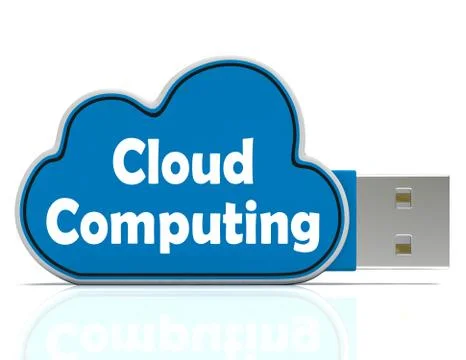 Cloud computing memory stick means computer networks and servers Иллюстрация