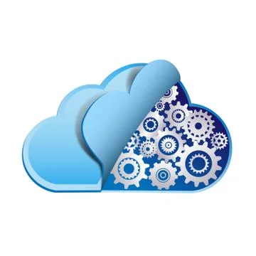 Cloud computing with metal gears イラスト素材