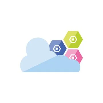 Cloud computing with metallic nuts Stock Illustration