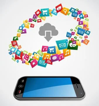 Cloud computing mobile application Stock Illustration