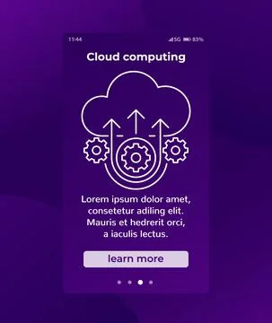 Cloud computing mobile banner design Illustrazione stock