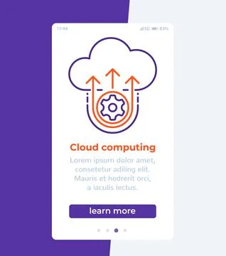 Cloud computing mobile banner with line icon イラスト素材