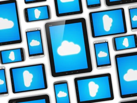 Cloud computing on mobile devices concept Illustrazione stock