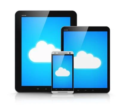 Cloud computing on mobile devices Stock Illustration