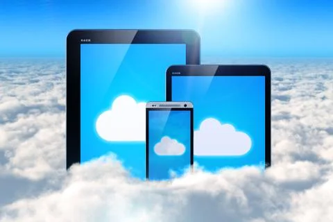 Cloud computing on mobile devices Stock Illustration