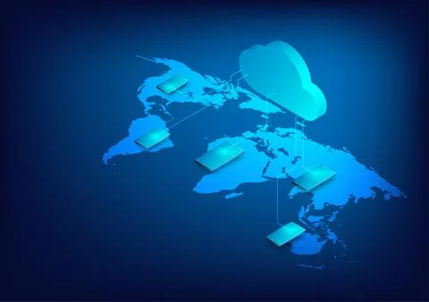 Cloud computing mobile technology worldwide concept. 스톡 일러스트