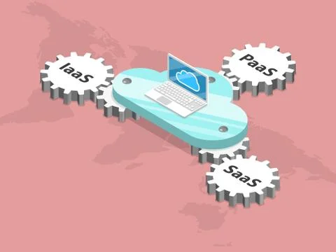 Cloud-computing models flat isometric vector. Stock Illustration