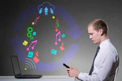 Cloud computing in modern corporation 写真素材