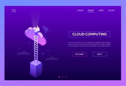 Cloud computing - modern isometric vector website header Stockillustratie