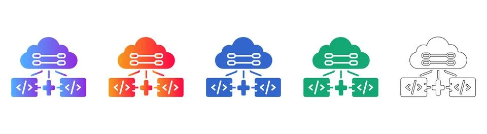 Cloud Computing Modular Integration Icons Stock Illustration