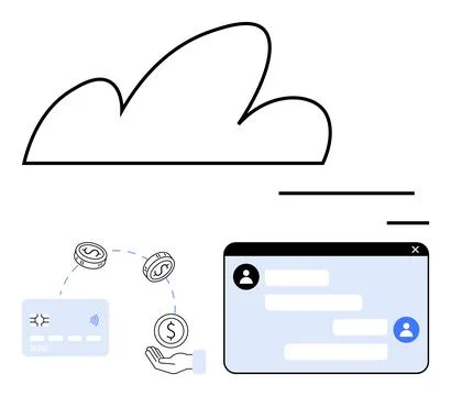 Cloud Computing with Money Transfer Concept and Online Communication Interfac Stock Illustration