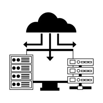 Cloud computing monitor case database Stock Illustration