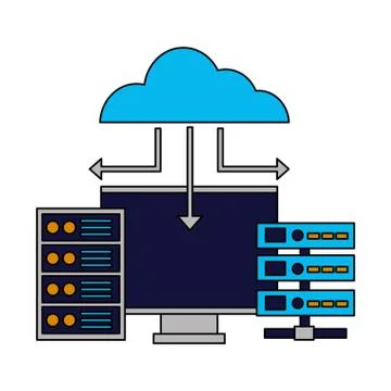 Cloud computing monitor case database イラスト素材
