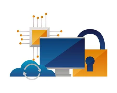 Cloud computing monitor processor security Stock Illustration