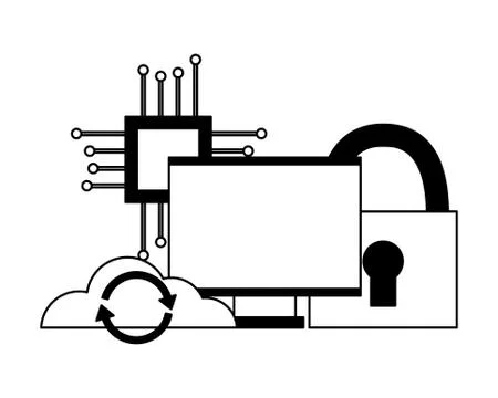 Cloud computing monitor processor security 스톡 일러스트