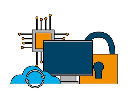 Cloud computing monitor processor security Stock Illustration