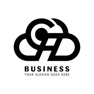 Cloud Computing Monogram Logo Design with Interlocking Letters Stock Illustration