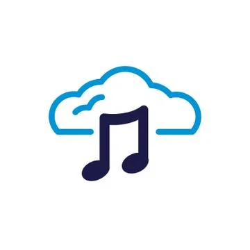 Cloud computing with music notes lineal color style イラスト素材