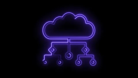 Cloud computing neon glow connectivity data network cyber technology abstract Stock Footage 322960397