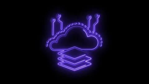 Cloud computing neon glow visualization data layers networking on black bac.. Stock Footage 316673250