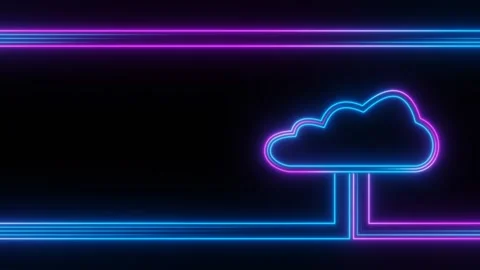 Cloud computing neon icon loop animation background Stock Footage 274982882