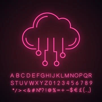 Cloud computing neon light icon Illustrazione stock