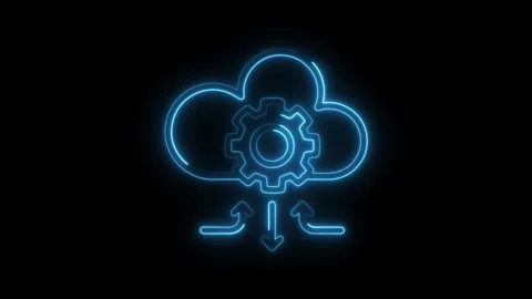 Cloud computing neon style animation representing data management and proce.. Stock Footage 314651016