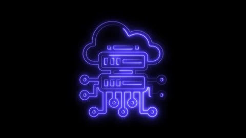 Cloud computing neon style animation isolated on black background for technology Stock Footage 322990973