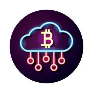 Cloud computing neon style icon Illustrazione stock