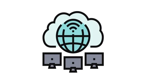 Cloud computing network ai integration color icon animation Stock Footage 326117262
