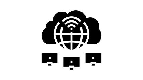 Cloud computing network ai integration glyph icon animation Stock Footage 326144012