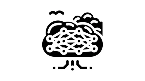 Cloud computing network ai integration glyph icon animation Stock Footage 326732224