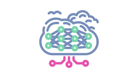 Cloud computing network ai integration color icon animation Stock Footage 327257874