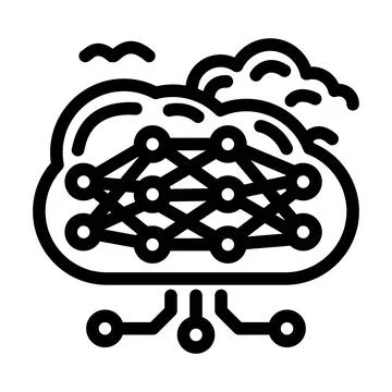 Cloud computing network ai integration line icon vector illustration Stock Illustration