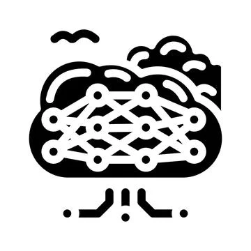 Cloud computing network ai integration glyph icon vector illustration Stock Illustration