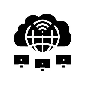 Cloud computing network ai integration glyph icon vector illustration Stock Illustration